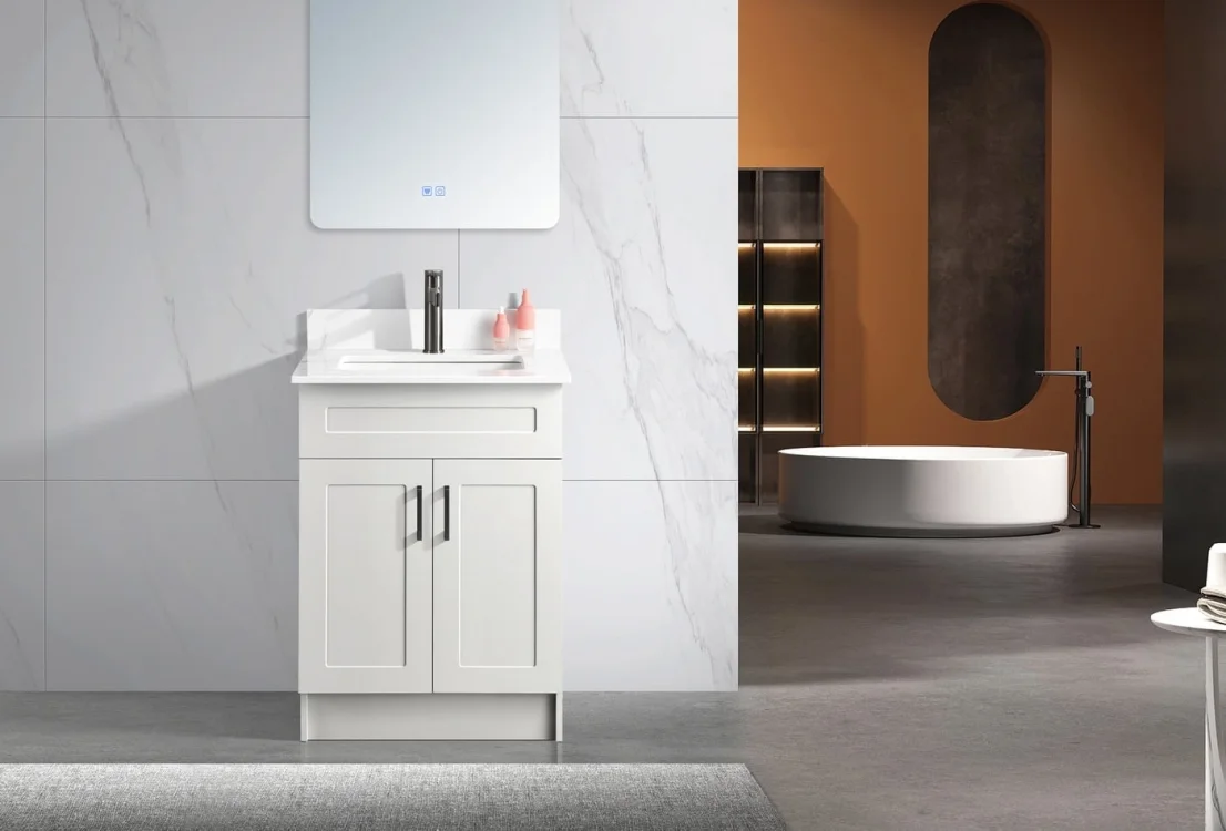 30" White Bathroom Vanity (Two Door)