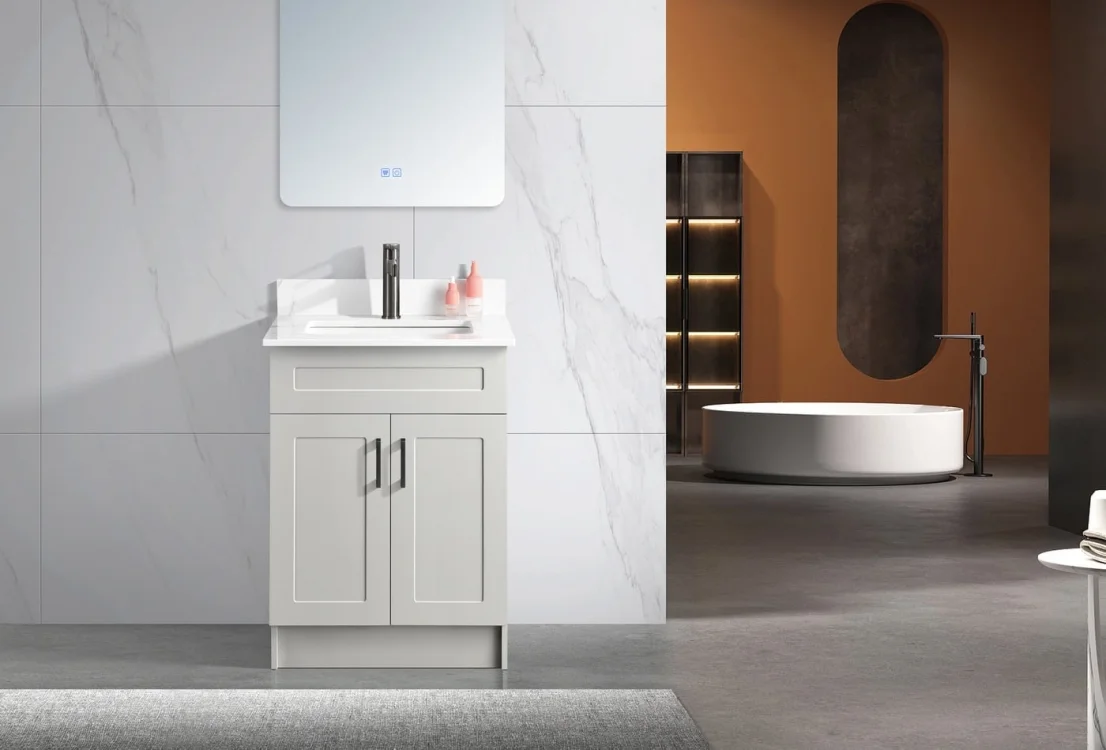 30" Grey Bathroom Vanity (Two Door)