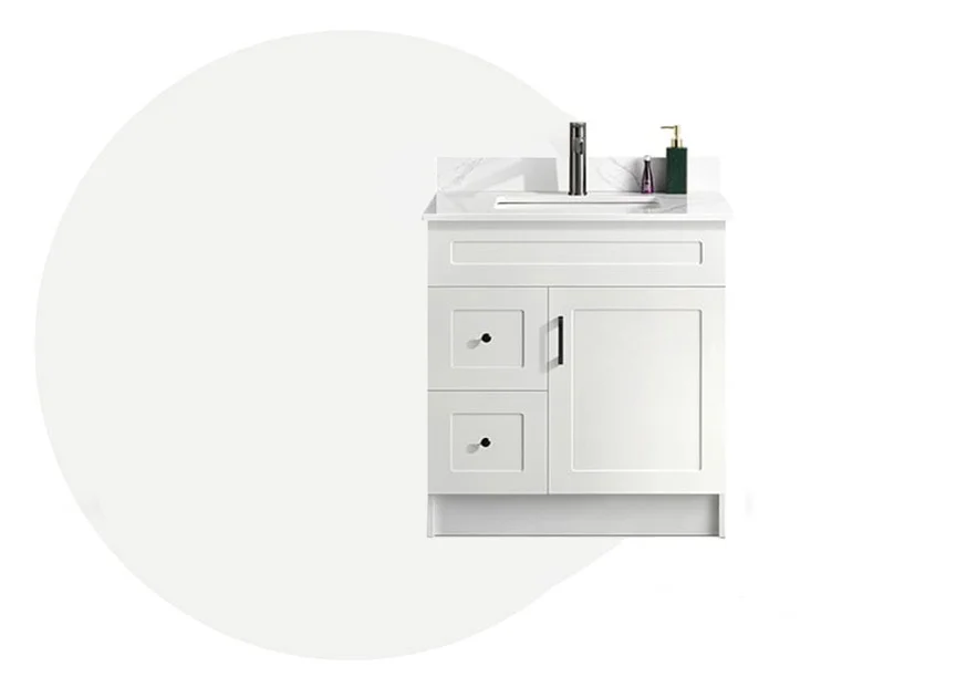 30" White Bathroom Vanity (Left Drawer)