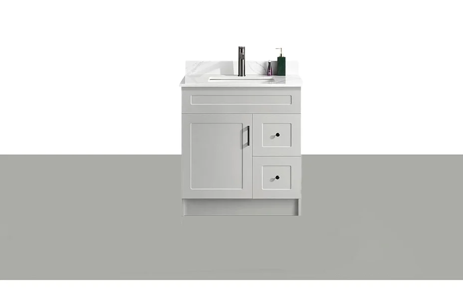 30" Grey Bathroom Vanity (Right Drawer)