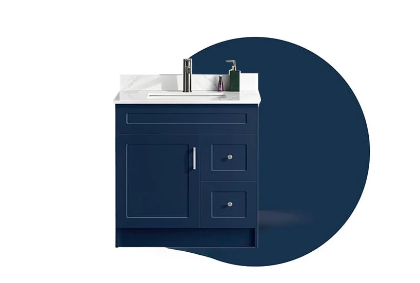 30" Blue Bathroom Vanity (Right Drawer)