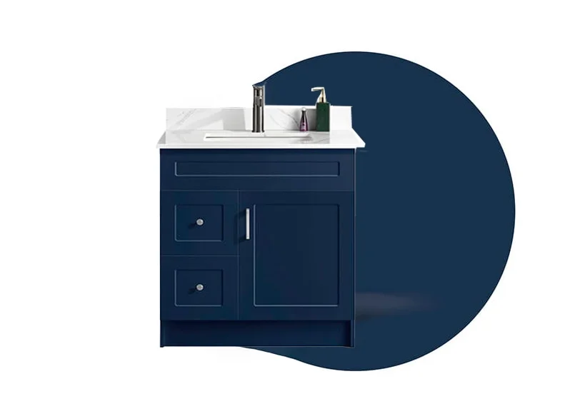 30" Blue Bathroom Vanity (Left Drawer)