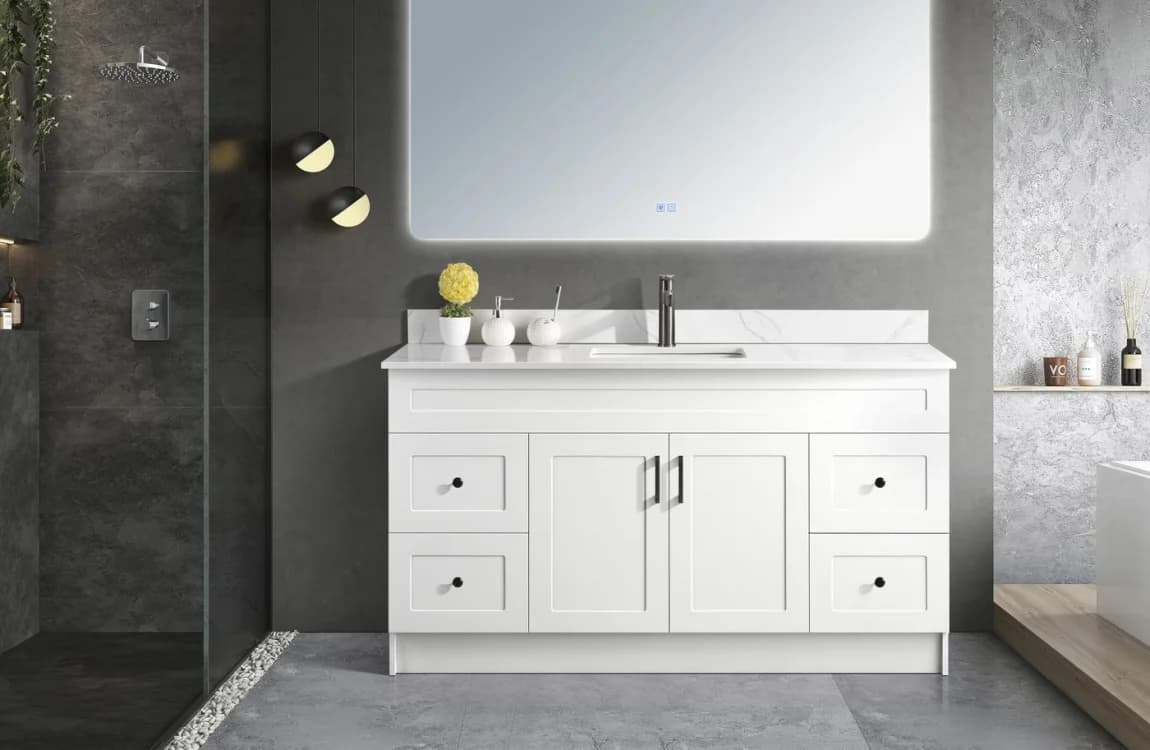 60" White Bathroom Vanity